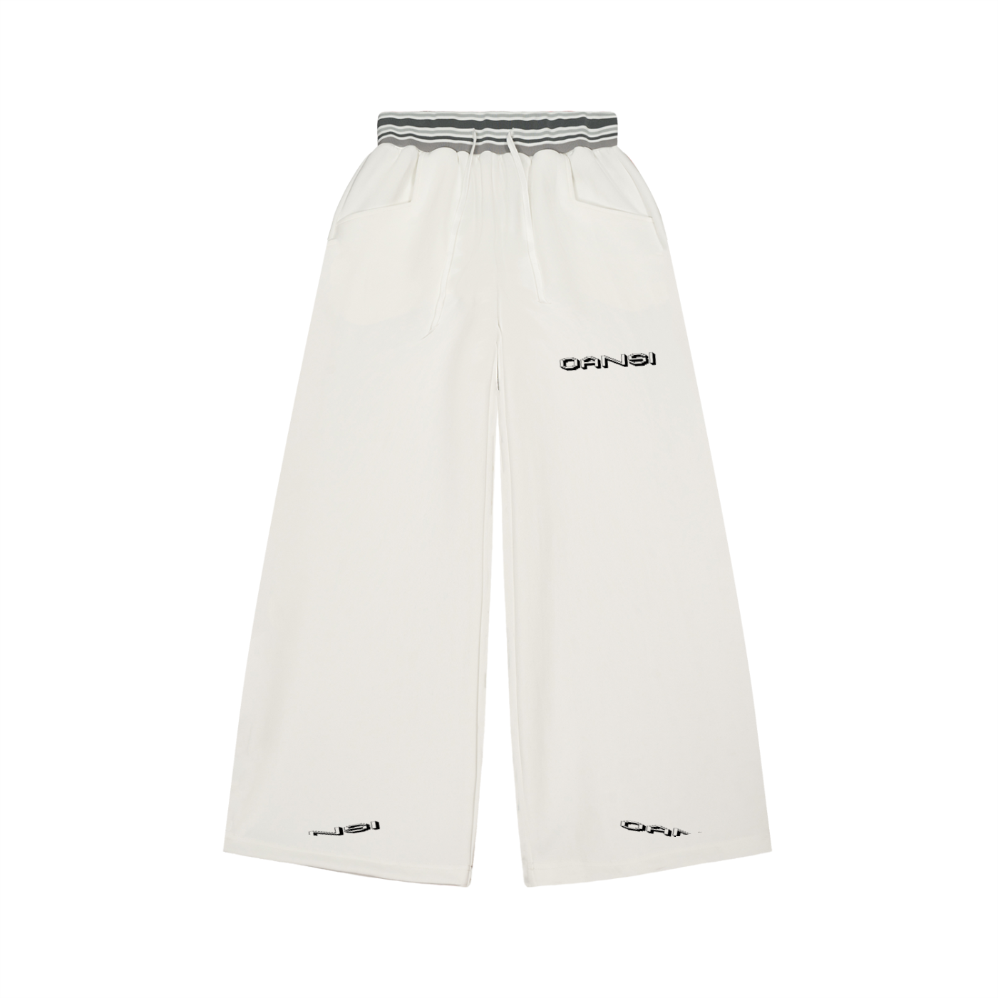 Oansi White Unisex Tracksuit Oversized Zip-Up Jacket & WideLeg Pants Set