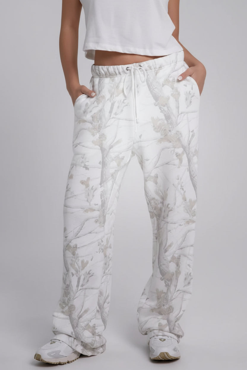 Unisex White Marble Print Set two Piece Set Co-Or