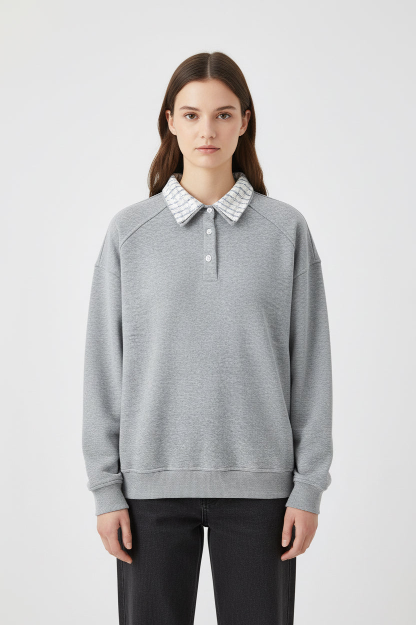 Unisex collar embroidered sweatshirt