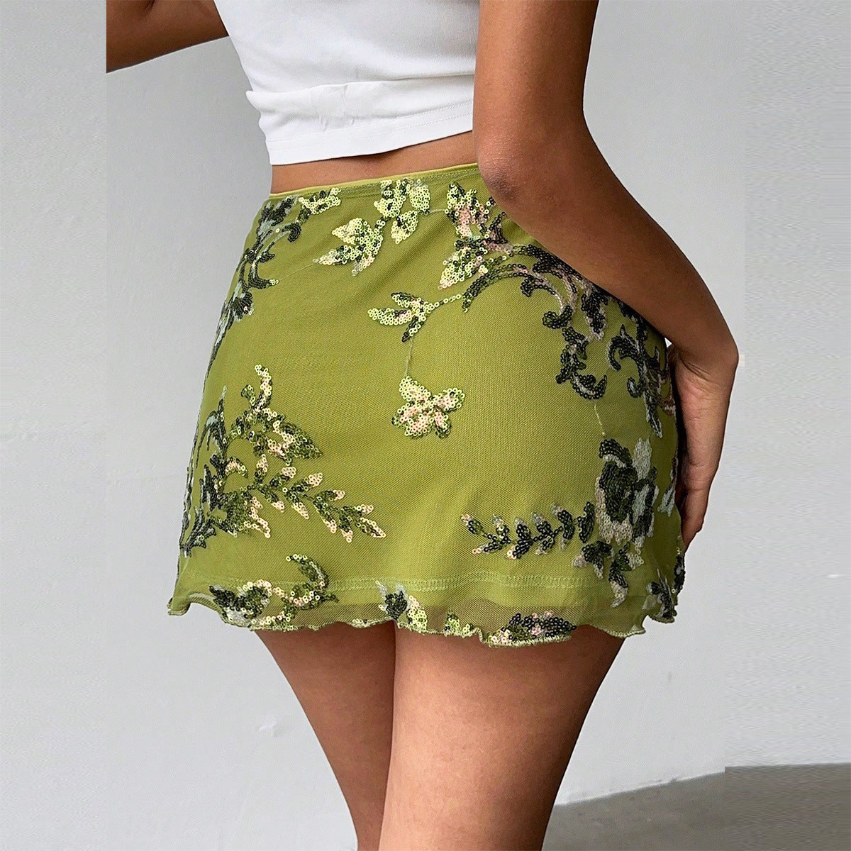 mesh embroidered skirt