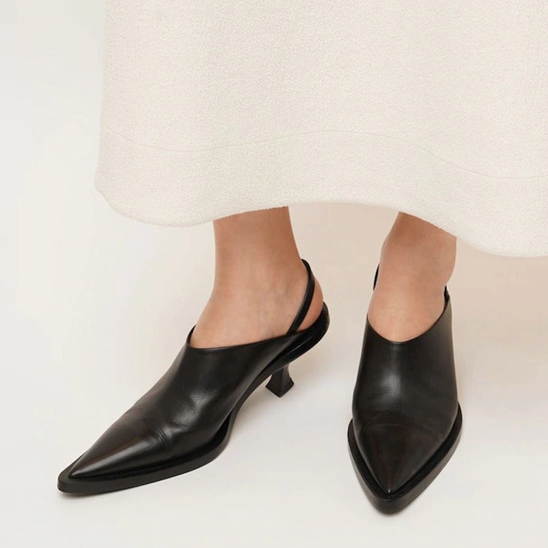 pointed high bun heels and slippers