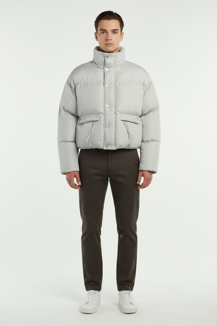 Men padded Coat Stand Collar Solid Thick winter Jacket