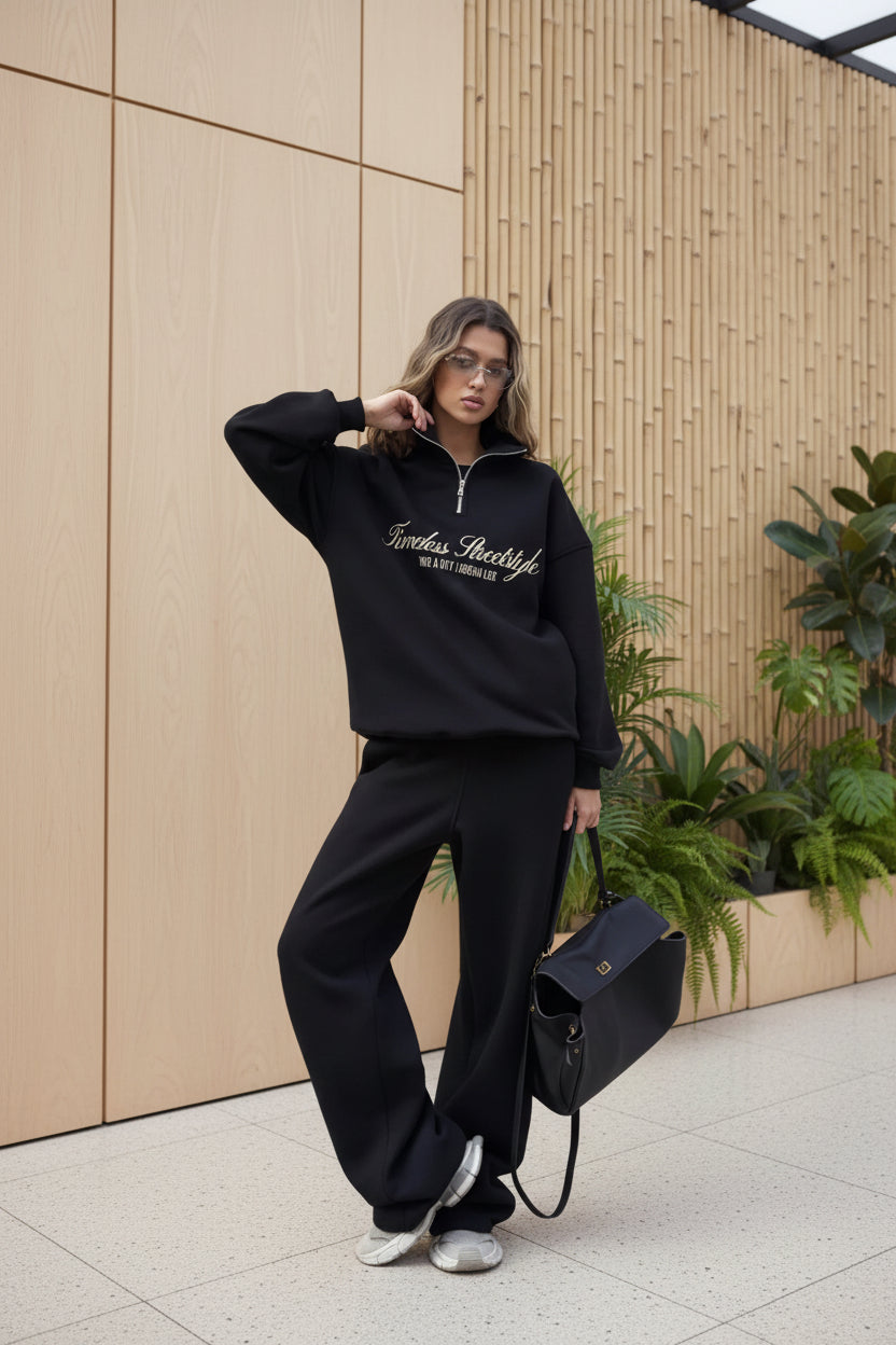 Unisex long sleeved hoodie and pants two piece tracksuit set