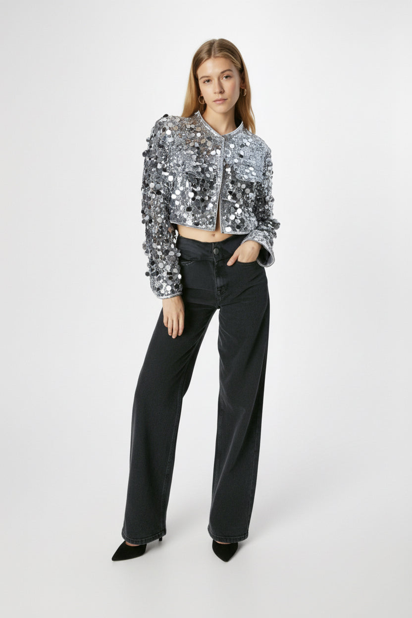 Autumn Winter Sequin Shiny Long Sleeve Jackets