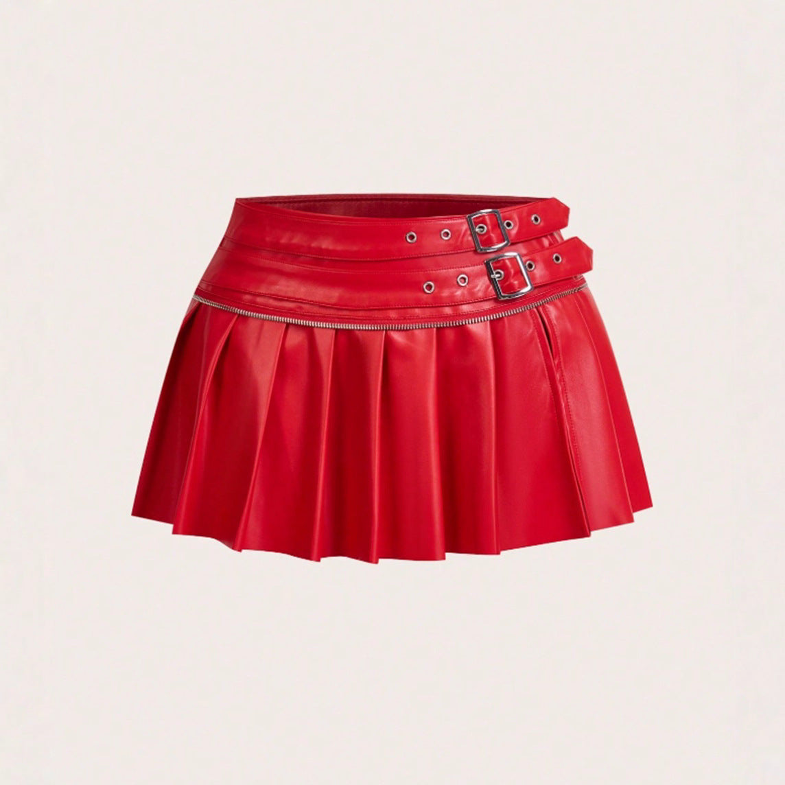 Pu ultra short versatile split skirt