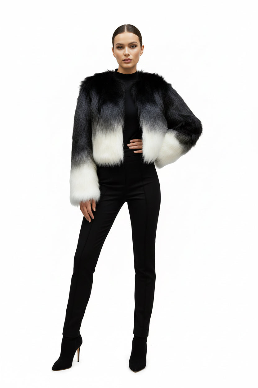 Women’s Faux Fur Plush Coat Winter Trendy Round Neck jacket