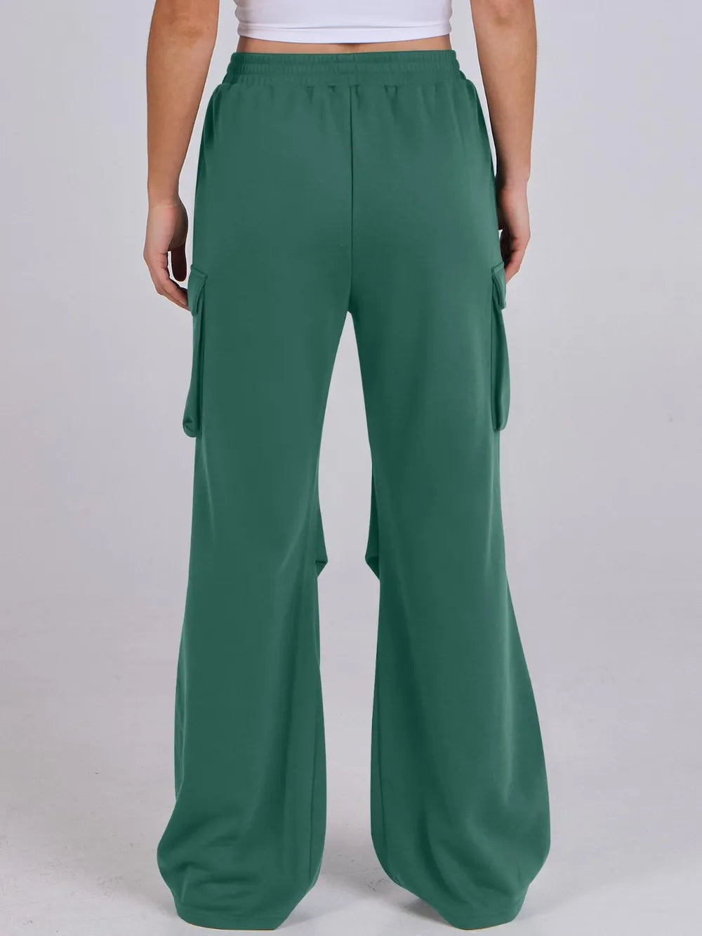 Elastic Waist Wide Leg Loose Pants with Pockets