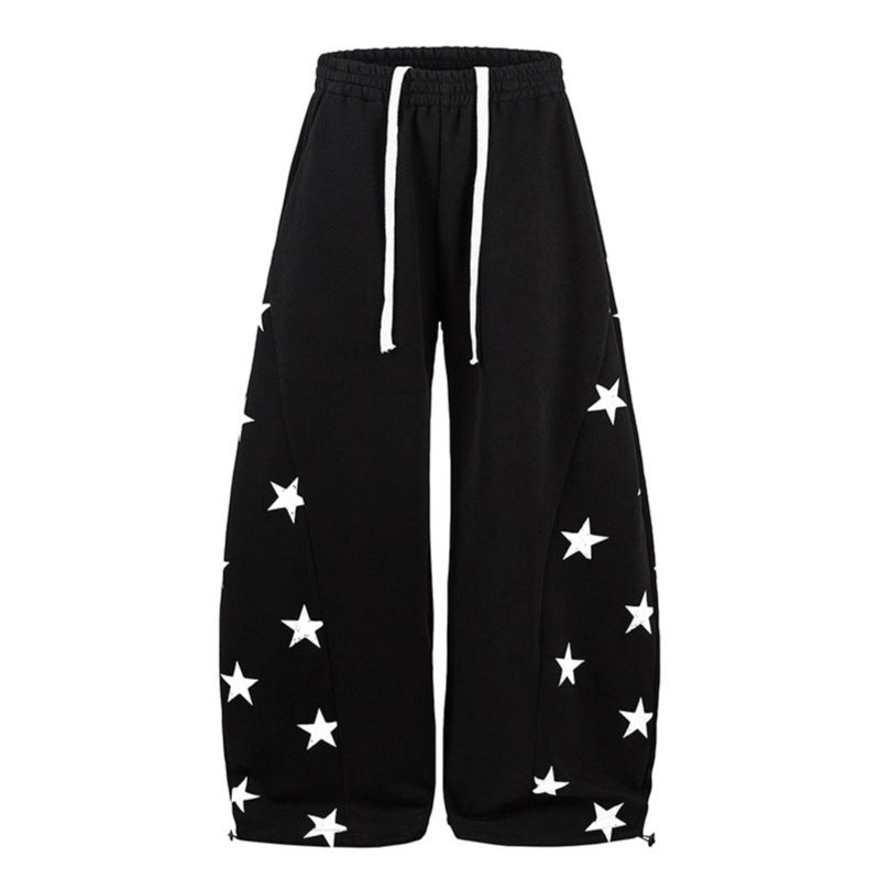 Star Print Casual Pants Women Loose Wide Leg Versatile Long Trousers