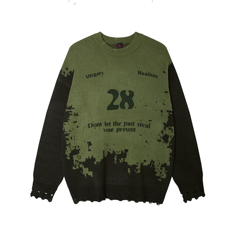 Color blocked sweater warm knit sweater