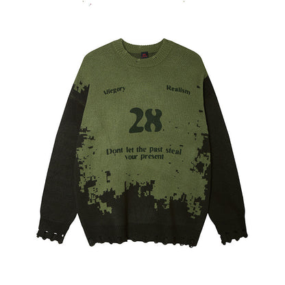 Color blocked sweater warm knit sweater