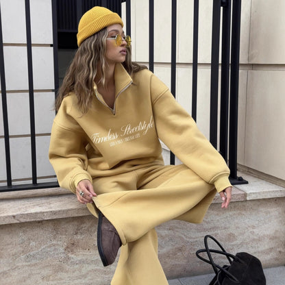 Unisex long sleeved hoodie and pants two piece tracksuit set