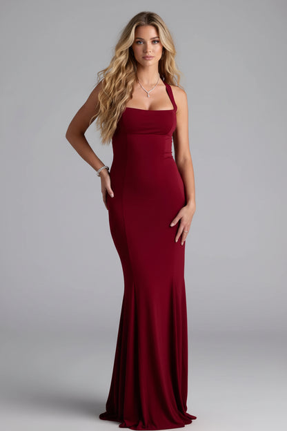 backless evening maxi party  dress
