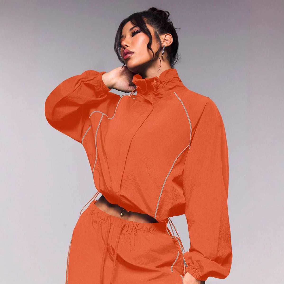 Drawstring tracksuit two-piece set