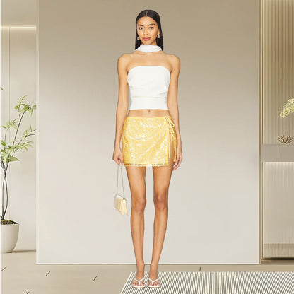 sequin strap skirt