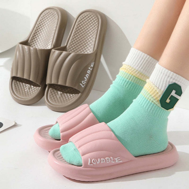 Summer Stripe Letter Design Home Slippers