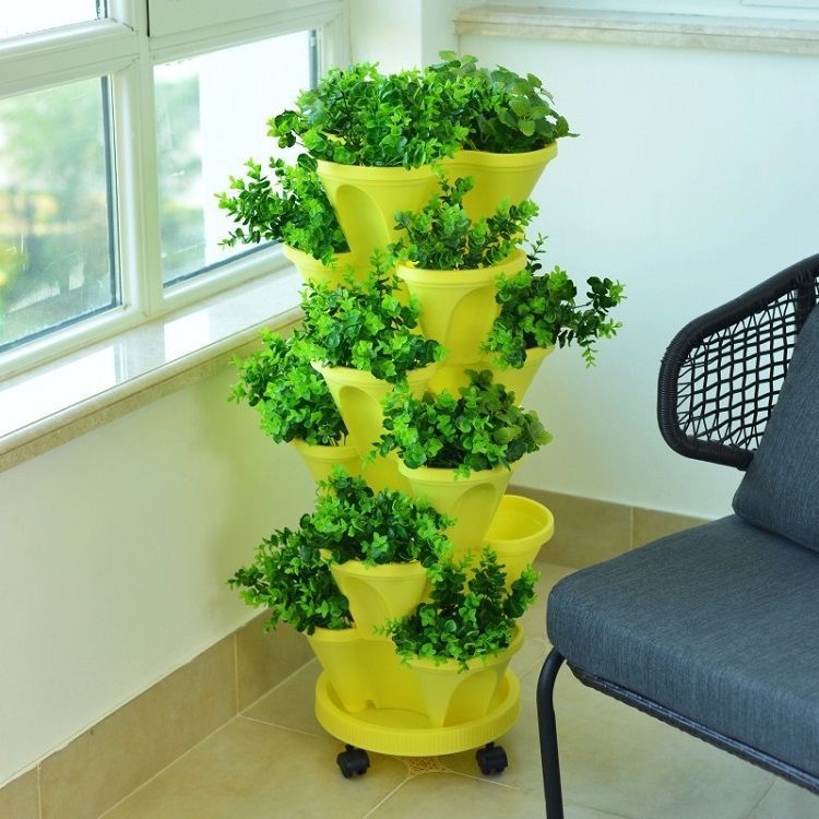 Balcony 6-layer Three-dimensional Basin Combination Plastic Flowerpot