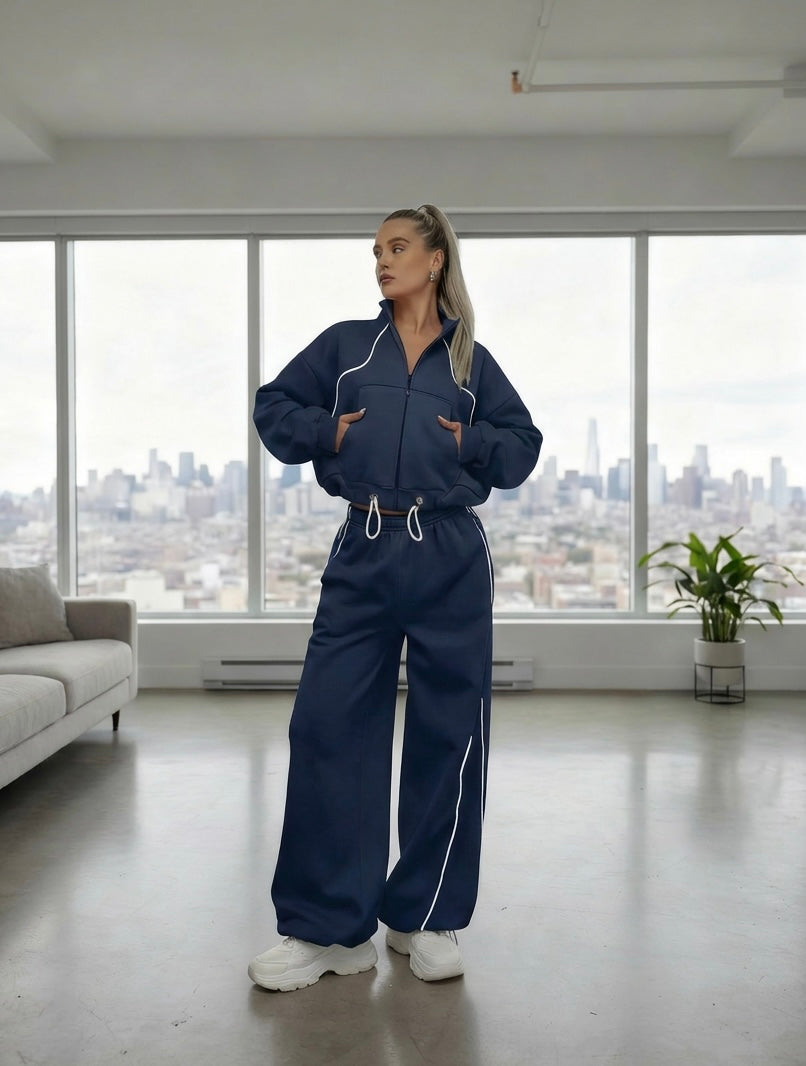 Urban Zip-Up Two-Piece Tracksuit Set