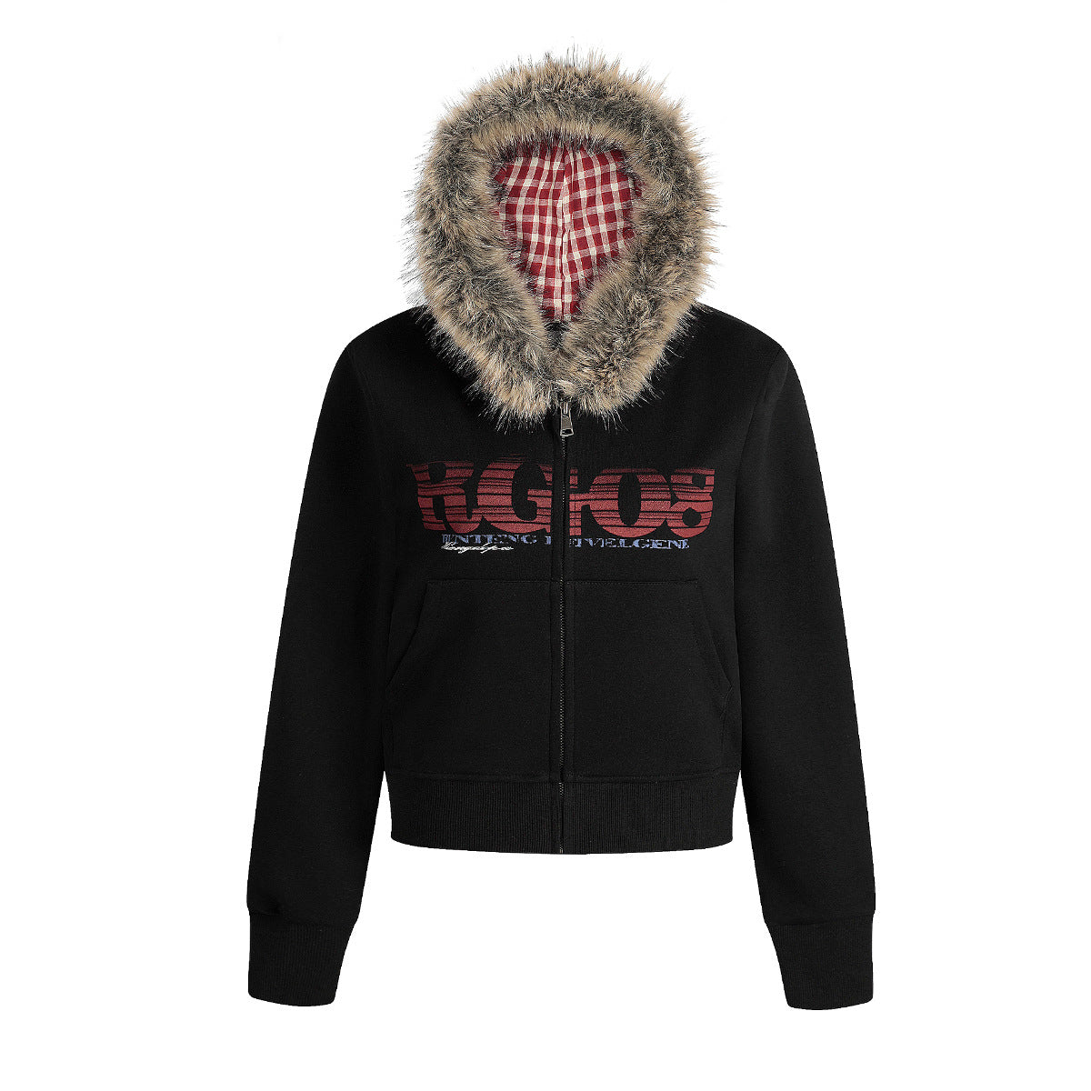 Splicing zipper hoodie