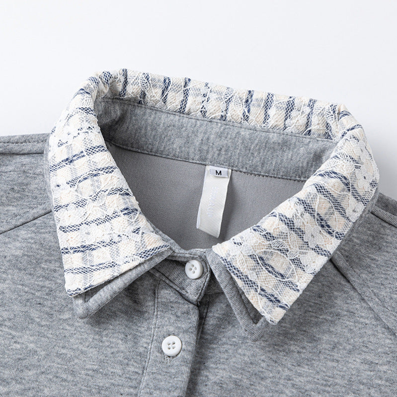 Unisex collar embroidered sweatshirt