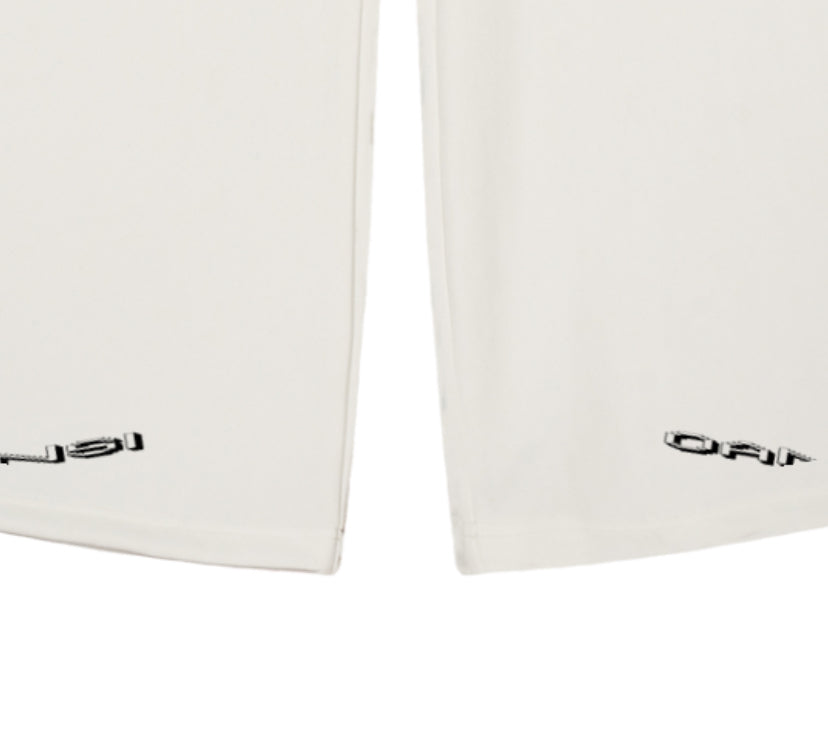 Oansi White Unisex Tracksuit Oversized Zip-Up Jacket &amp; WideLeg Pants Set