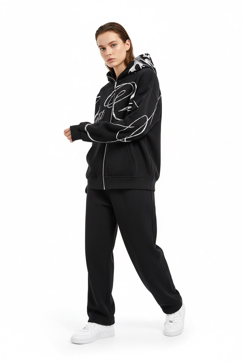 Graffiti zipper hoodie for