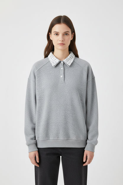 Unisex collar embroidered sweatshirt