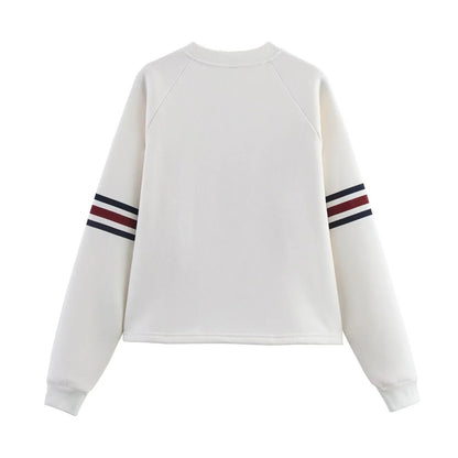 Women’s White Tracksuit Set with Graphic Sweatshirt