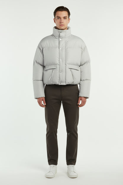 Men padded Coat Stand Collar Solid Thick winter Jacket