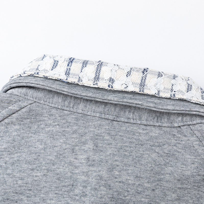 Unisex collar embroidered sweatshirt