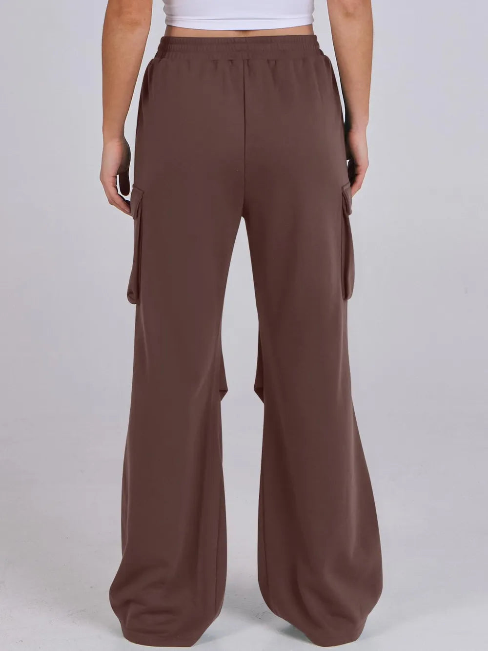 Elastic Waist Wide Leg Loose Pants with Pockets