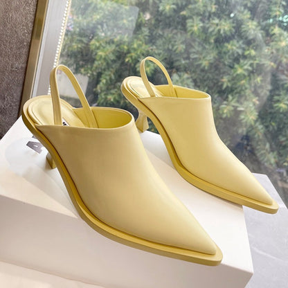 pointed high bun heels and slippers