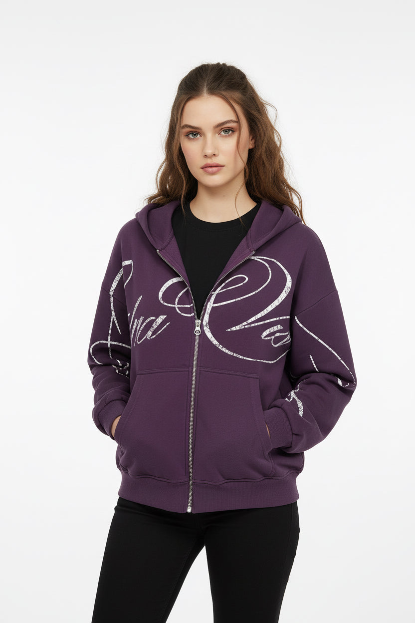 Graffiti zipper hoodie for