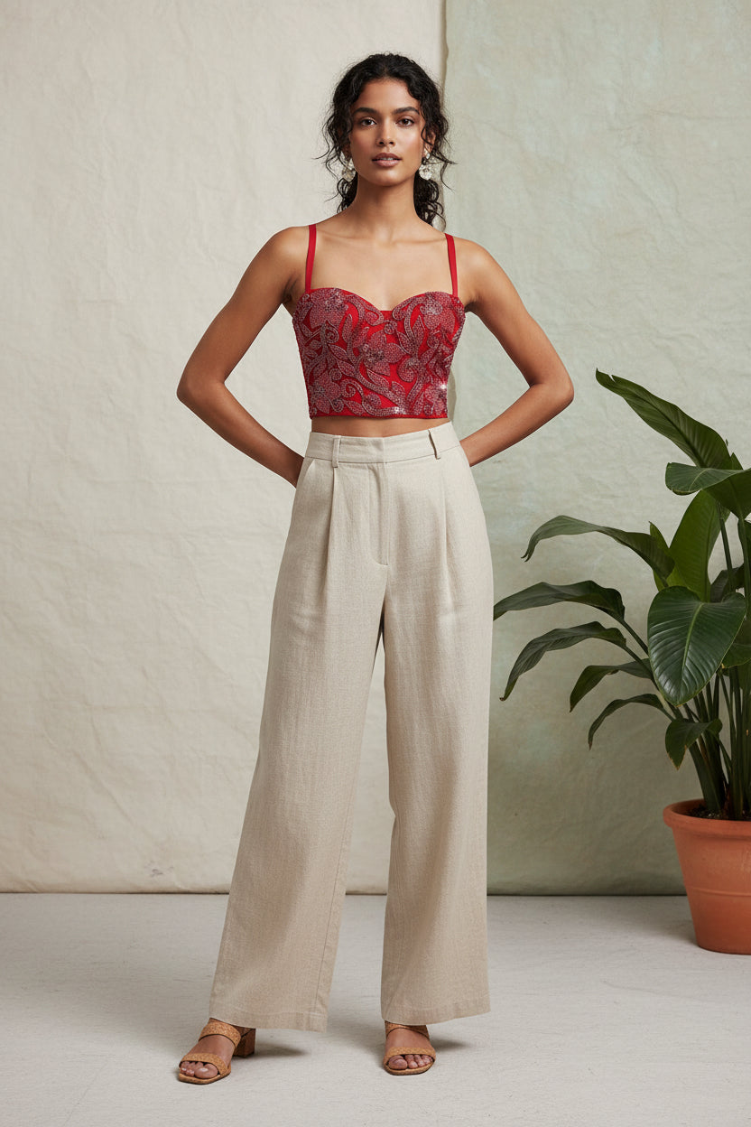 Elastic Sequin Embroidered Strap Camisole top