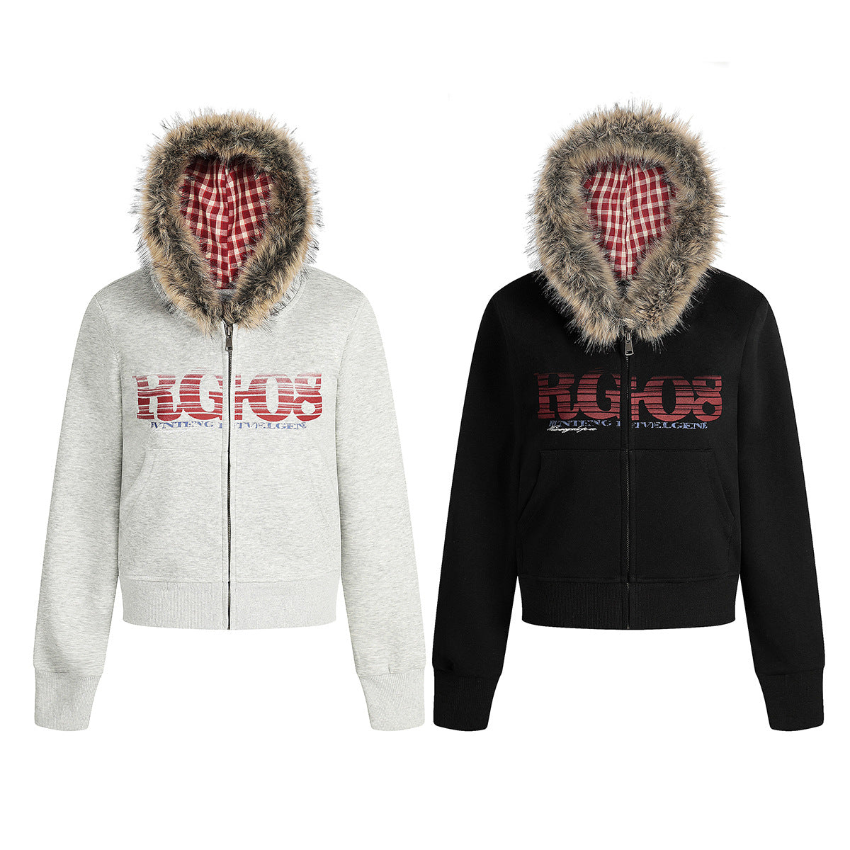 Splicing zipper hoodie