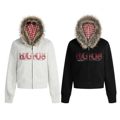 Splicing zipper hoodie