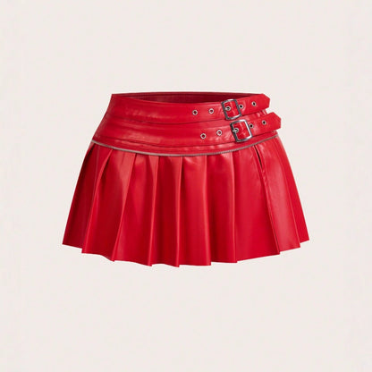 Pu ultra short versatile split skirt