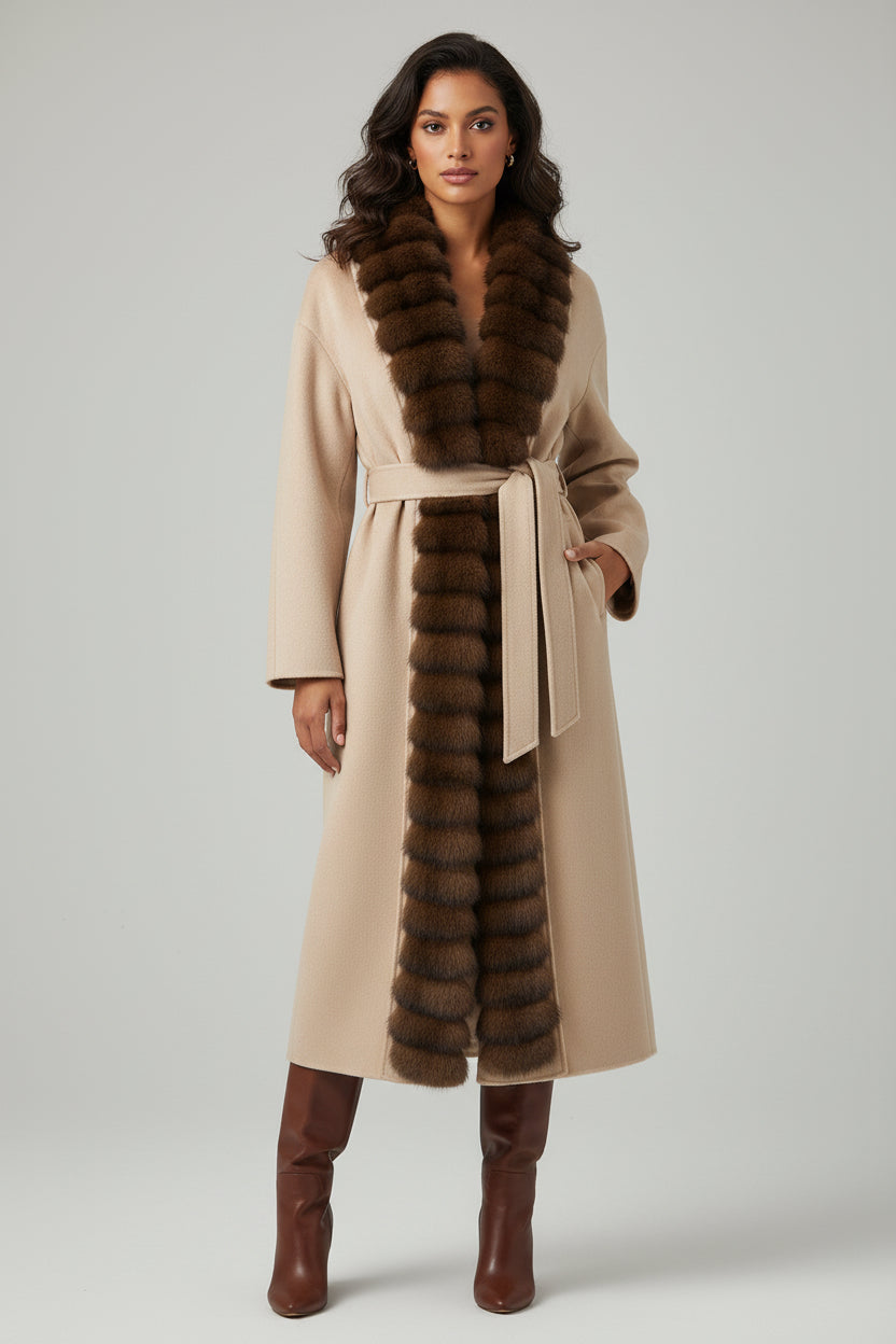 fur collar woolen coat
