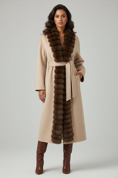 fur collar woolen coat