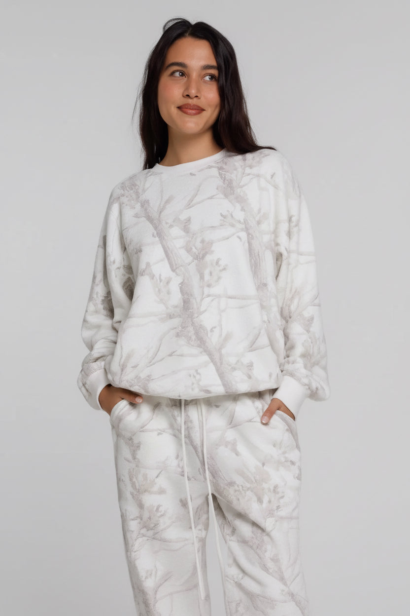 Unisex White Marble Print Set two Piece Set Co-Or