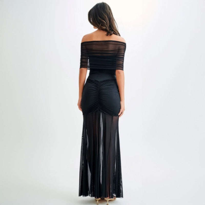 strapless Mesh Evening party  Maxi Dress
