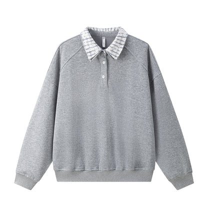 Unisex collar embroidered sweatshirt