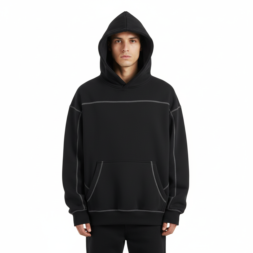 Contrast Boxy Fleece Hoodie