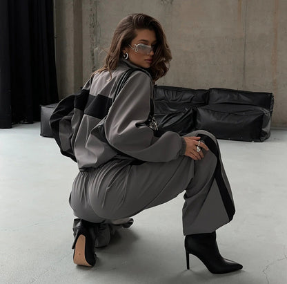 Loose long sleeved  two piece tracksuit sets