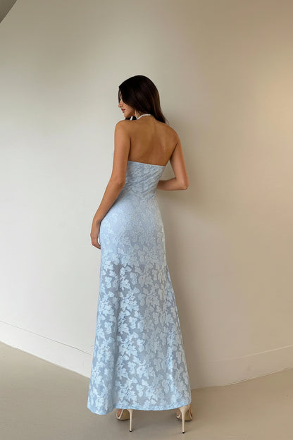 Floral strapless Sleeveless Ripped maxi dress