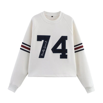 Women’s White Tracksuit Set with Graphic Sweatshirt