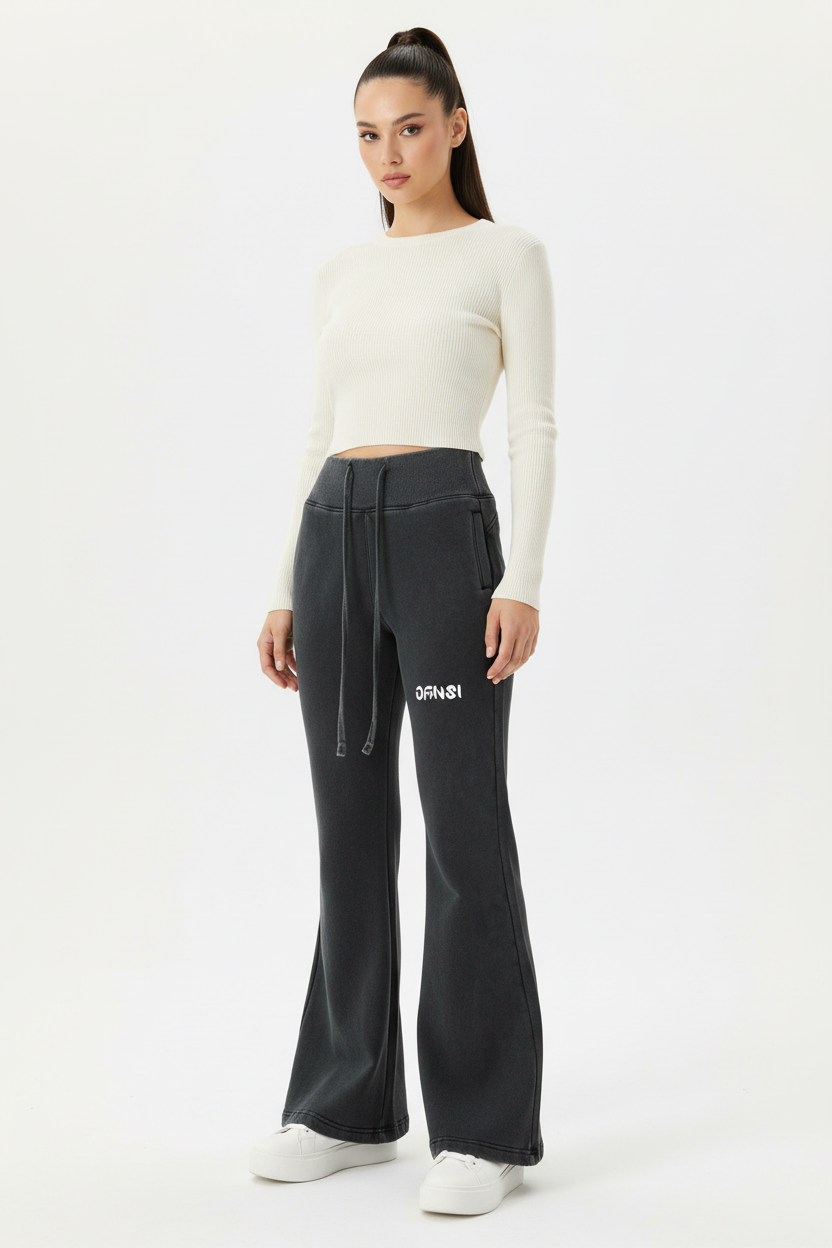 Vintage Washed Flared Fleece Pants