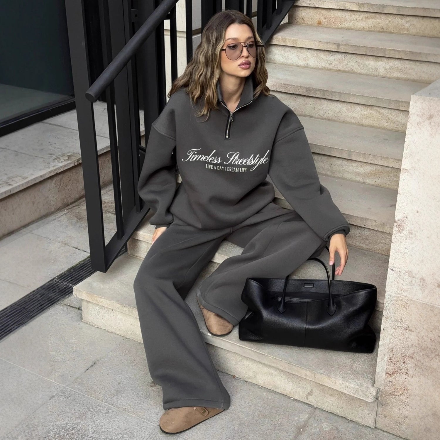 Unisex long sleeved hoodie and pants two piece tracksuit set