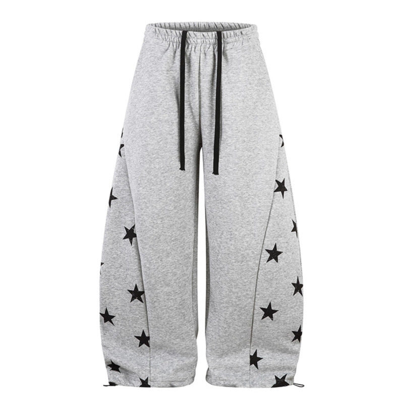 Star Print Casual Pants Women Loose Wide Leg Versatile Long Trousers