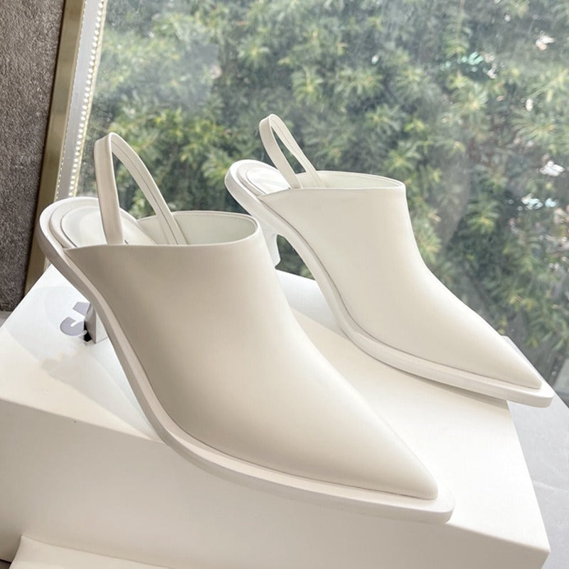 pointed high bun heels and slippers