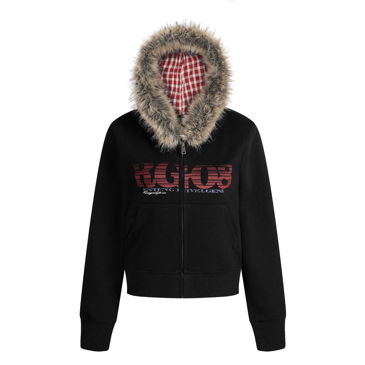 Splicing zipper hoodie